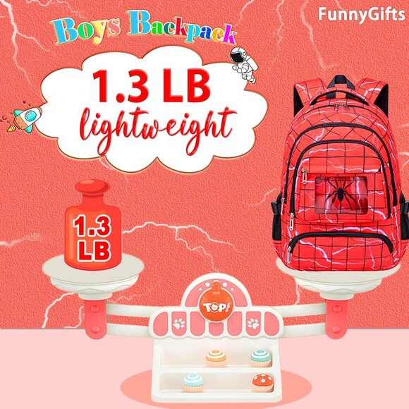 Kids Backpack with Lunch Box for Boys School Bag for Ages 4–12 Medium Cartoon - Picture 6 of 6